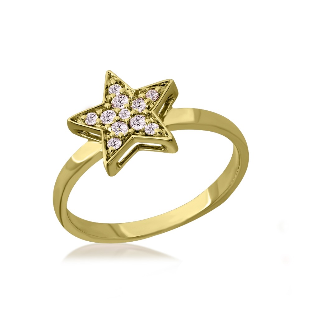 Thin 8-point Star-shaped Ring With Zirconia - Etsy