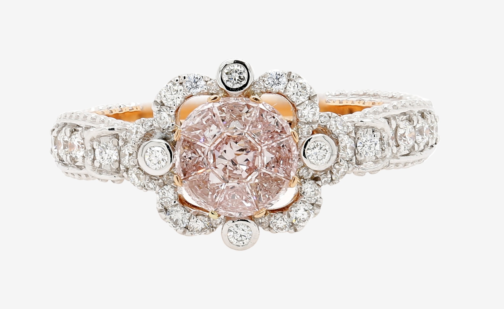 18k Rose Gold Custom Pink Sapphire And Diamond Halo Engagement Ring #1103 -  Seattle Bellevue | Joseph Jewelry