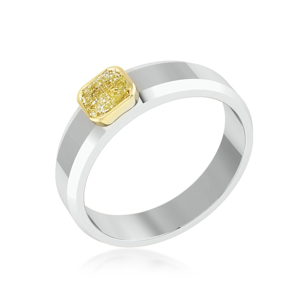 Fancy Yellow Radiant Diamond Men's Ring, SKU 416543 (1.78Ct TW)